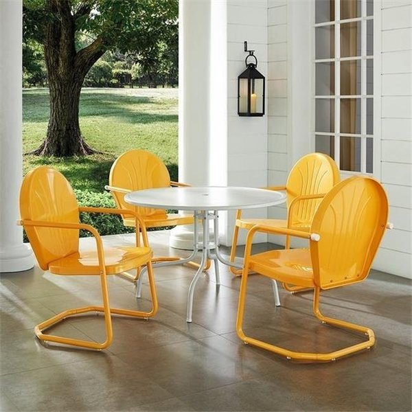 Crosley Crosley KOD10010TG 5 Piece Griffith Metal Outdoor Dining Set with Tangerine Chairs & White Table KOD10010TG